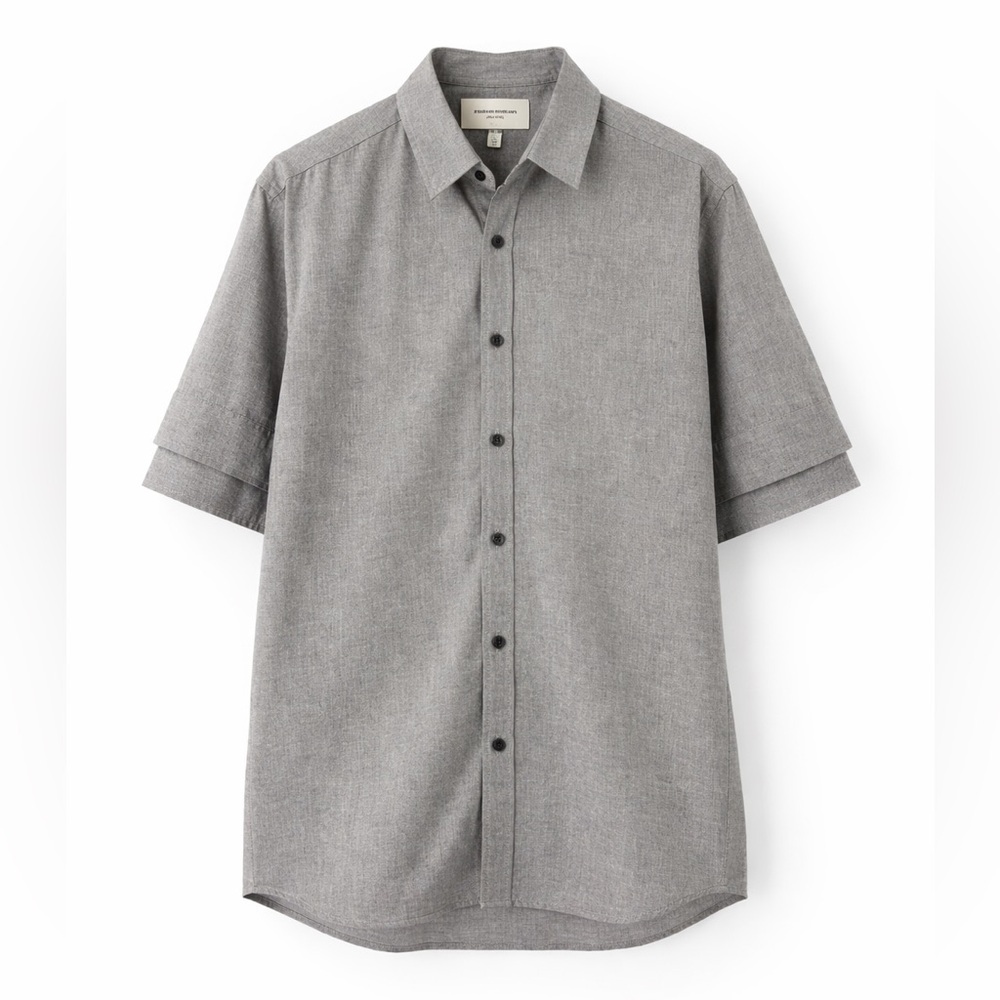 Public School XL Double C-Sleeve S/S Grey Dress Shirt 0125 New York
